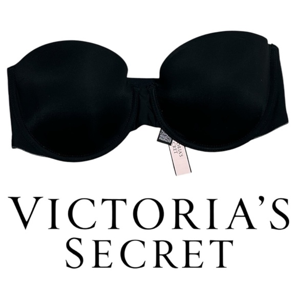 Victoria’s Secret lightly lined strapless demi bra size 32D black - Picture 2 of 5
